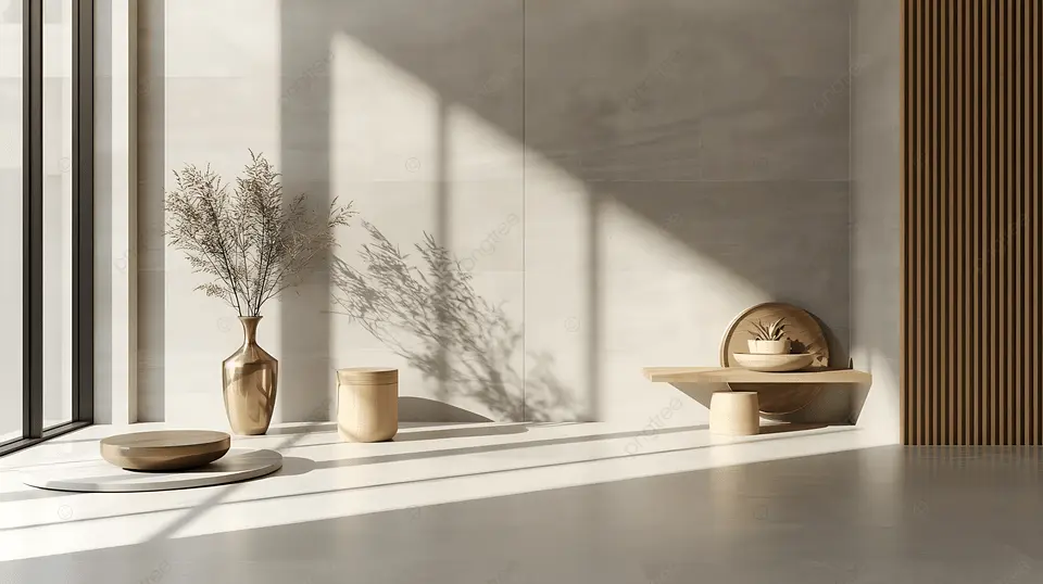 pngtree sunlit minimalist interior with dried vase image 20813702